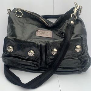 Coach Poppy Leather Swing Hobo in Black Leather